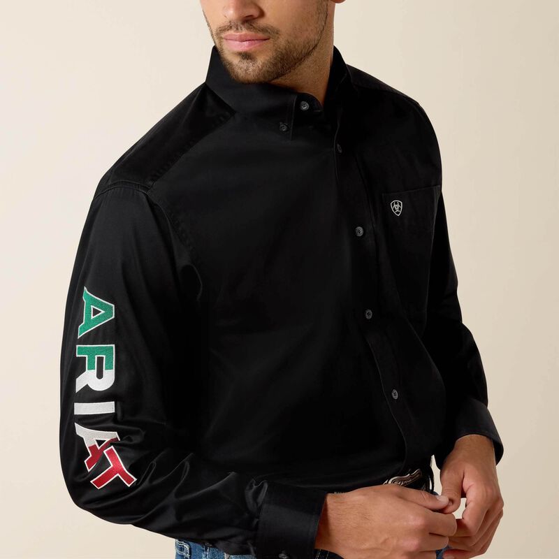 black ariat dress shirt Ariat Men's Solid Twill Shirt, Black, Large main image 1