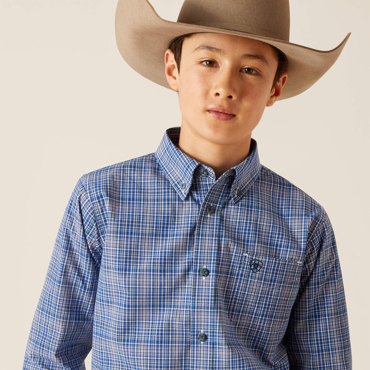 Ariat Pro Series Boys' Blue Plaid Button-Down Shirt