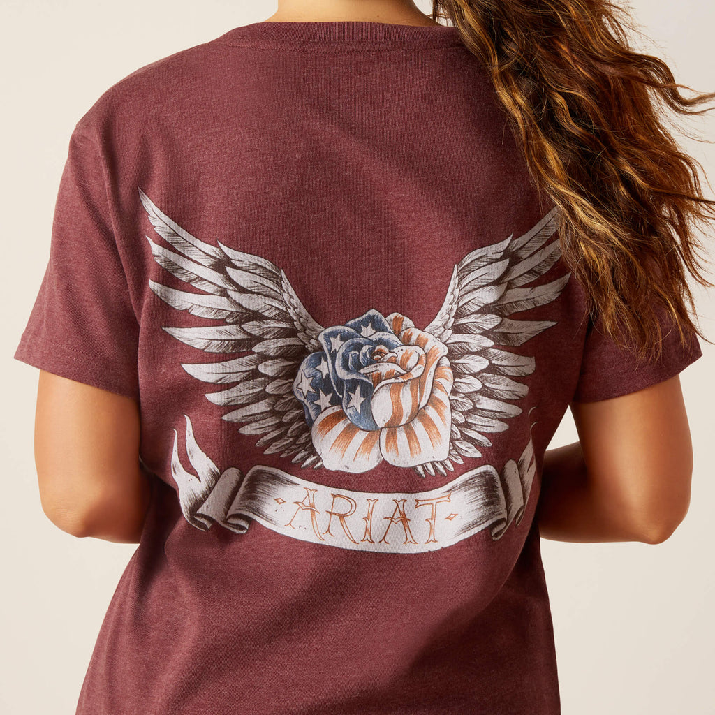 Women's Ariat Rebar Cotton Strong American Rose T-Shirt #10048452