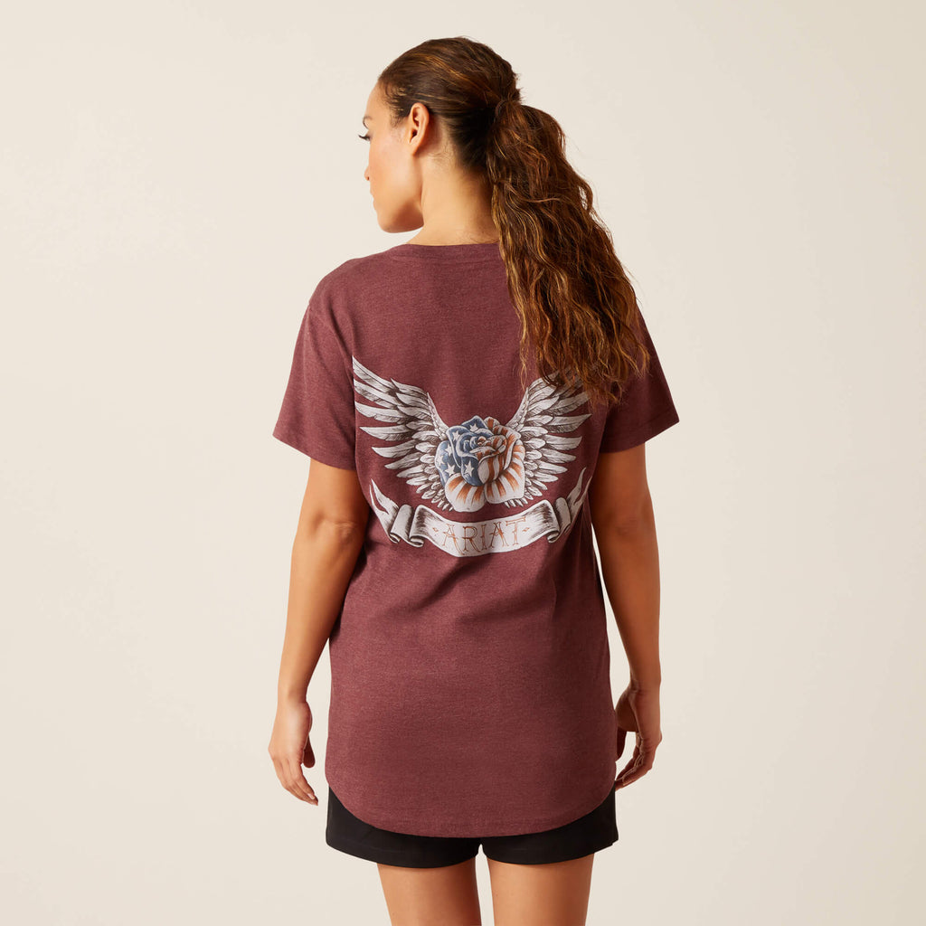 Women's Ariat Rebar Cotton Strong American Rose T-Shirt #10048452