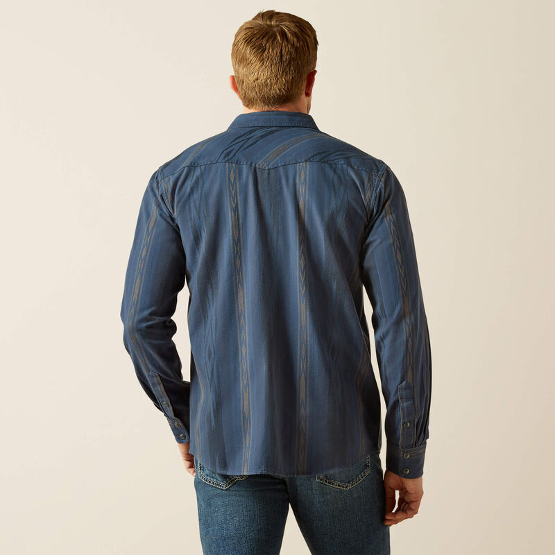 ARIAT Men's Denim Retro Fit Shirt - 100% Cotton Long Sleeve Western Style