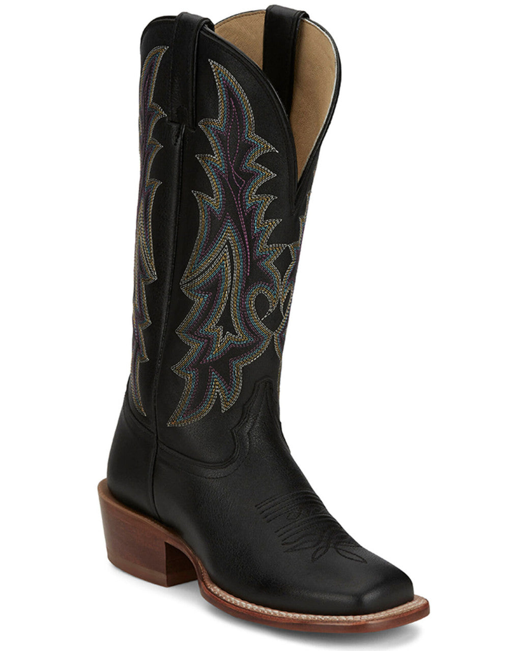 靴 vintage TONY LAMA western boots 8 black Vintage Tony Lama Black With White Flame Stitch Western Boots Mens