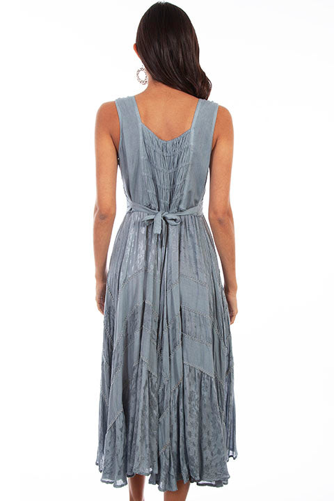 chinese dress ladies Scully Light Denim Full Length Lace-Up Front Womens Sleeveless Dress H main image 0