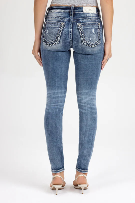 m✰ Women's Miss Me Torn Saddle Stitch Skinny Jean #M5012S61 | High