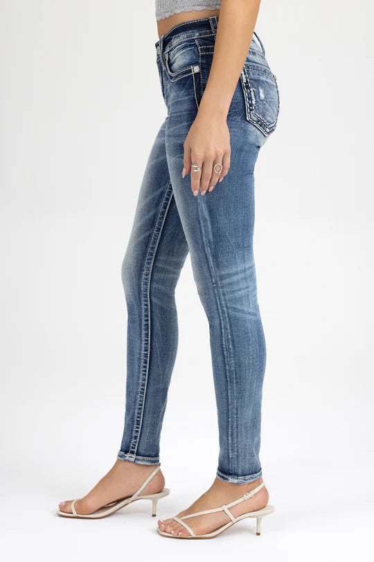 m✰ Women's Miss Me Torn Saddle Stitch Skinny Jean #M5012S61 | High