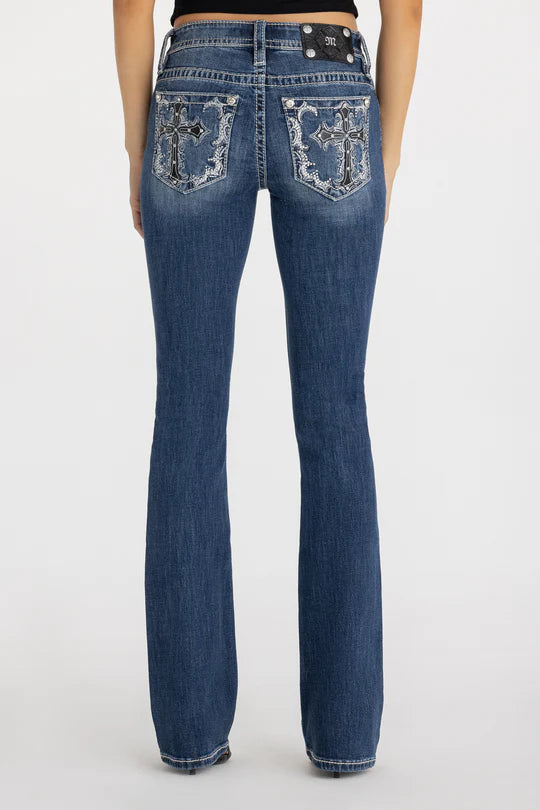 Women's Miss Me Midnight Cross Bootcut Jean #M9518BL | High