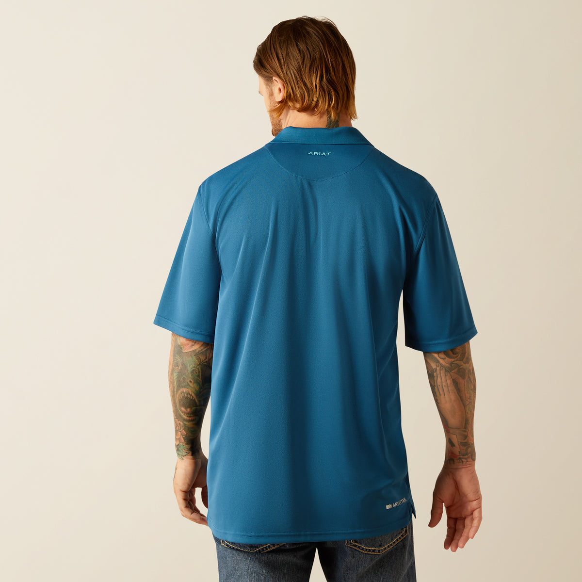 Men's Ariat 10055251 Tek Polo Shirt in Blue Sapphire, image size:1200x1200