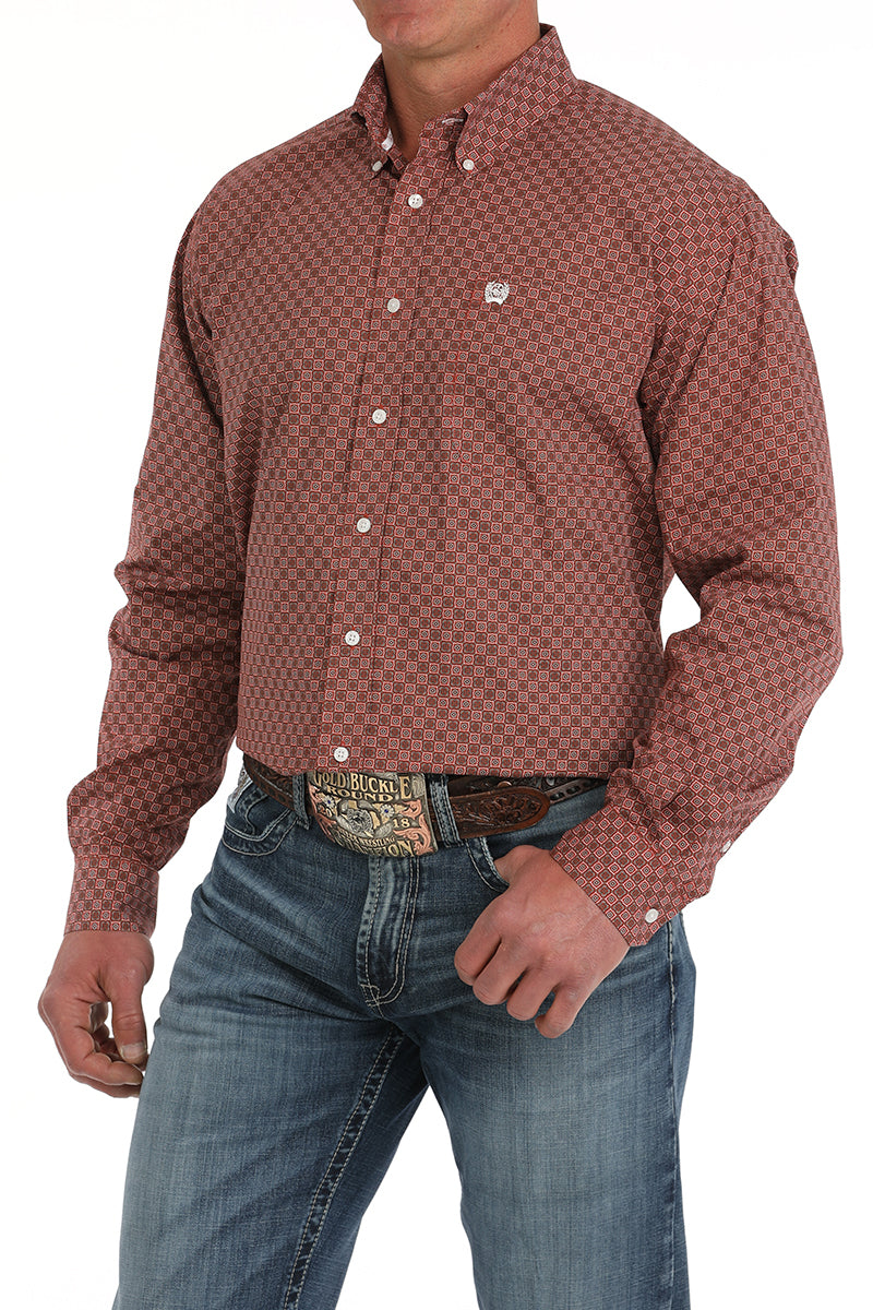 cinch dress shirt Men's Blue Print Button Down A single chest pocket adds a touch of practicality without compromising its streamlined design Cinch Men's Red Aztec Modern