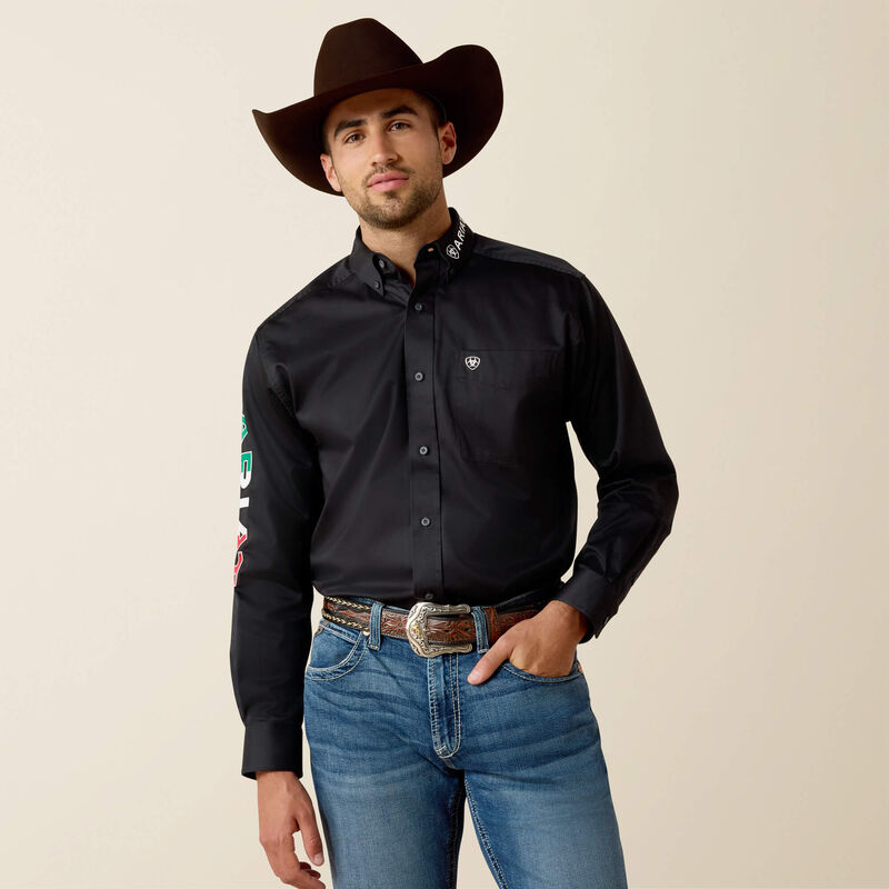 ariat dress shirts Ariat Men's Team Logo Twill Classic Fit Shirt, XL, Black Mexico