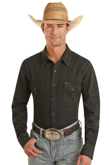 Men's Rock & Roll Cowboy Modern Fit Snap Front Shirt #BMN2S03703 MED