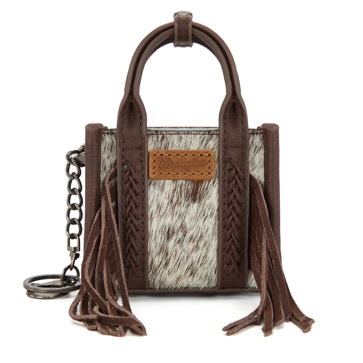 Wrangler Cowhide Mini Fringe Tote Keychain #WGH-1007 | High