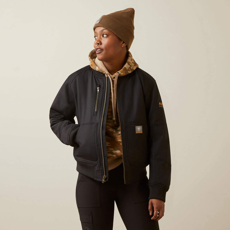 Women's Ariat Rebar Stretch Canvas Bomber Jacket #10046383 | High