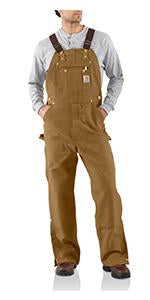Men's Carhartt Unlined Zip-To-Thigh Bib #R37BRN | High Country
