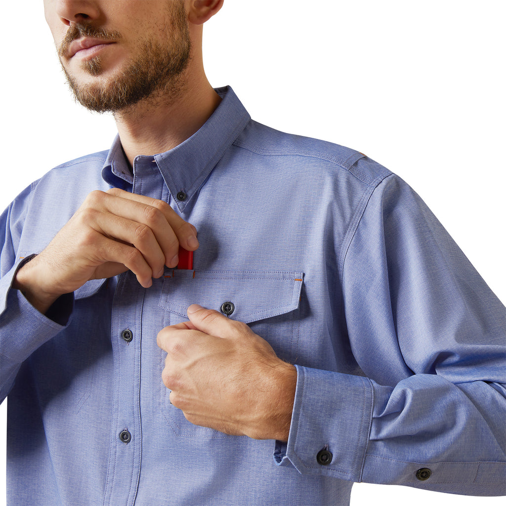 Men's Ariat Rebar Made Tough VentTEK DuraStretch Button Down Work Shirt #10043838
