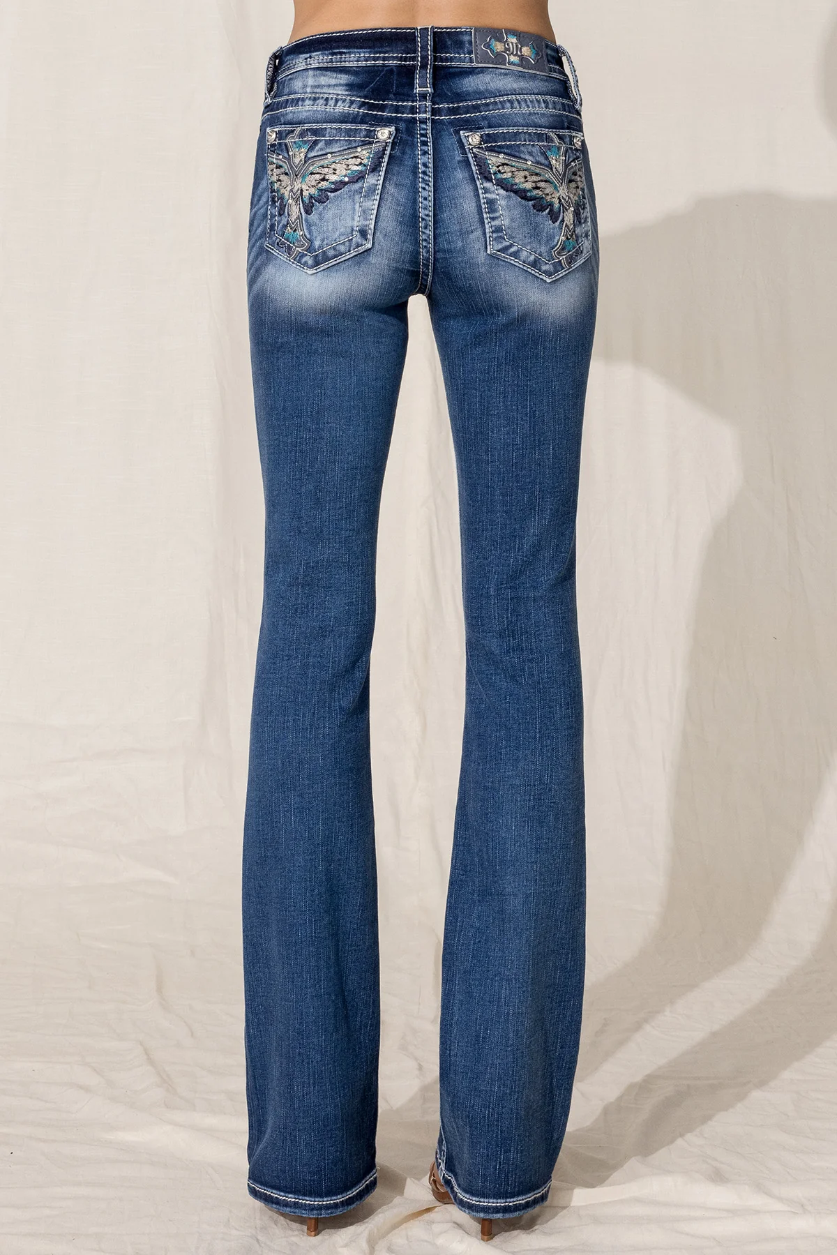 Miss Me Women's Western Bootcut Jeans - Mid-Rise With Lone Star & Longhorn Embroidered Details - View #9