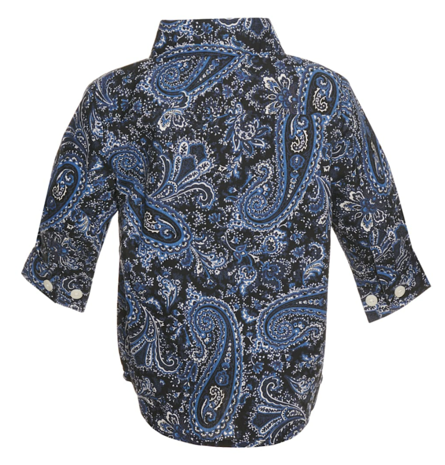 Infant/Toddler/Boy's Cinch Paisley Print Button Down Western Shirt-Blue