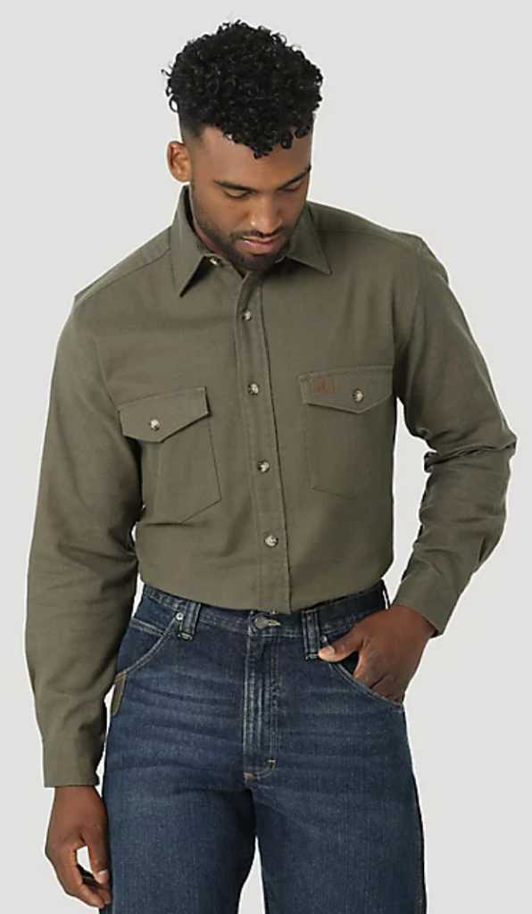 Men's Wrangler Riggs Heavy Flannel Button Down Shirt #112317237X