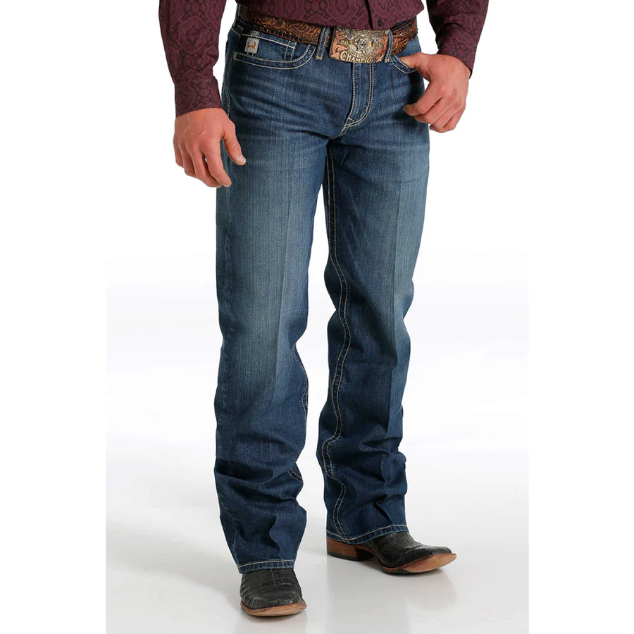 Cinch Men's Carter Relaxed Fit Jeans - Medium Denim Wash, 100% Cotton, Button Waist, Five-Pocket