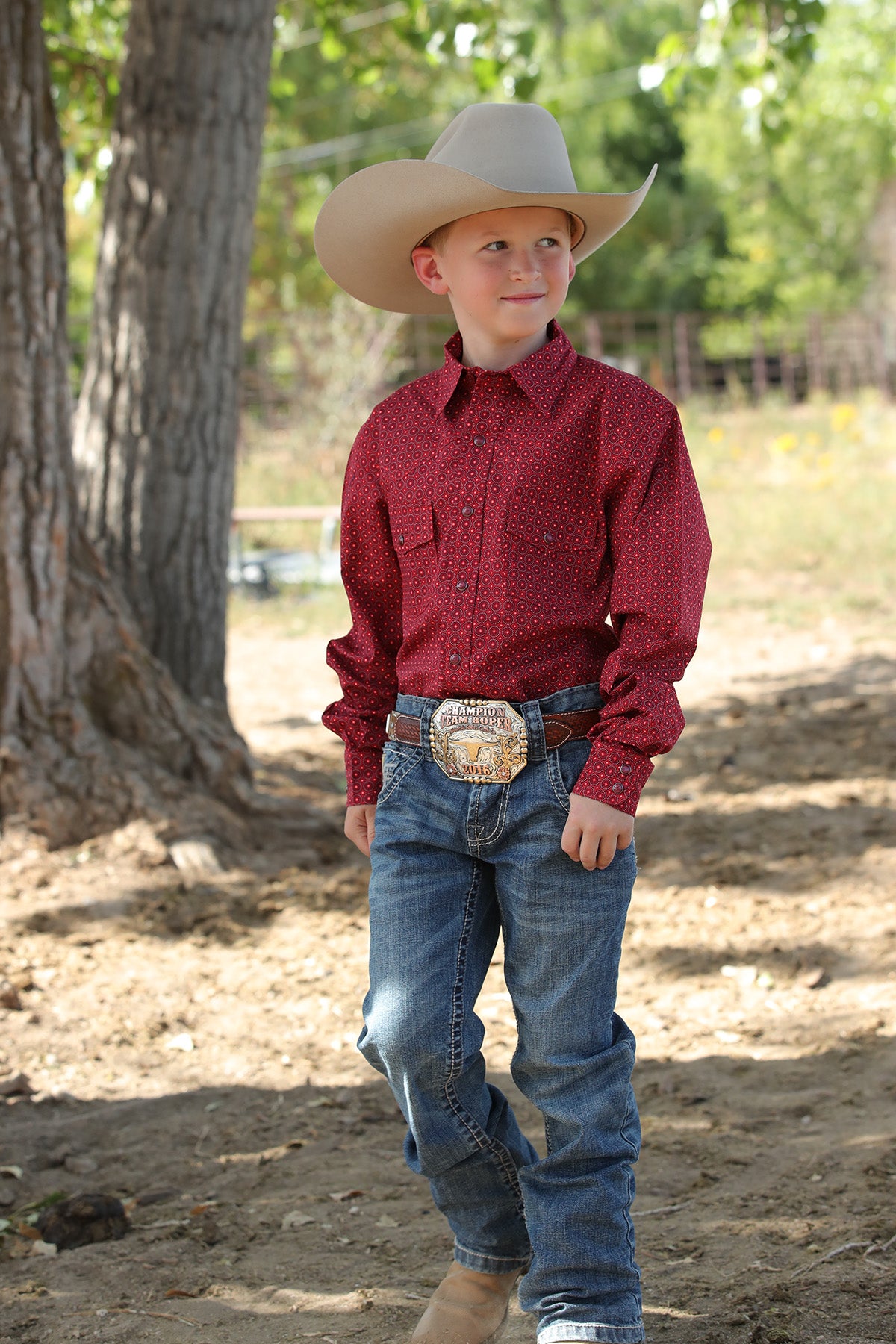 Boy's Cinch Geometric Print Snap Front Shirt #MTW7020093