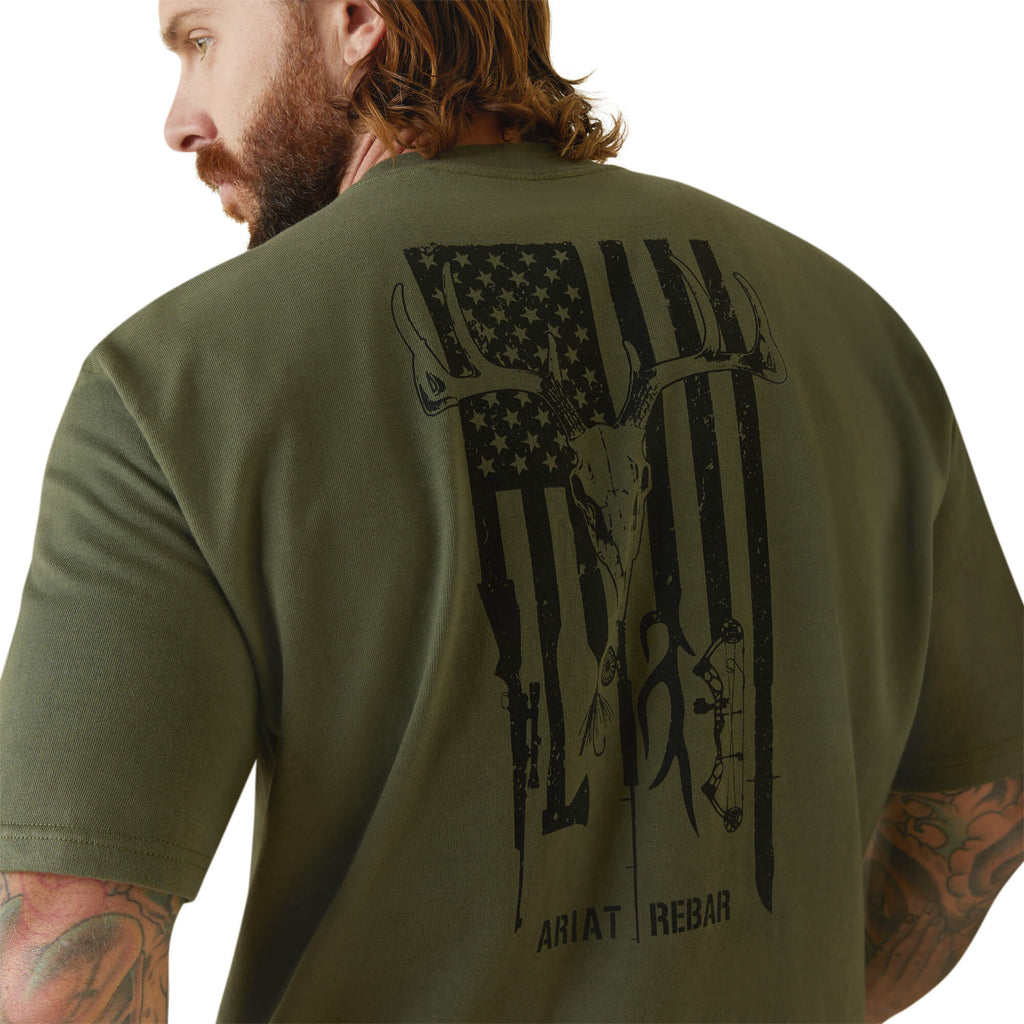 Men's Ariat Rebar Cotton Strong American Outdoors T-Shirt #10043827