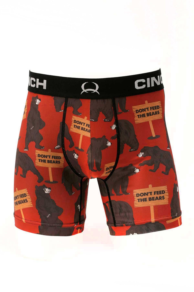 Men's Cinch Bears Boxer Briefs #MXY6002028RED