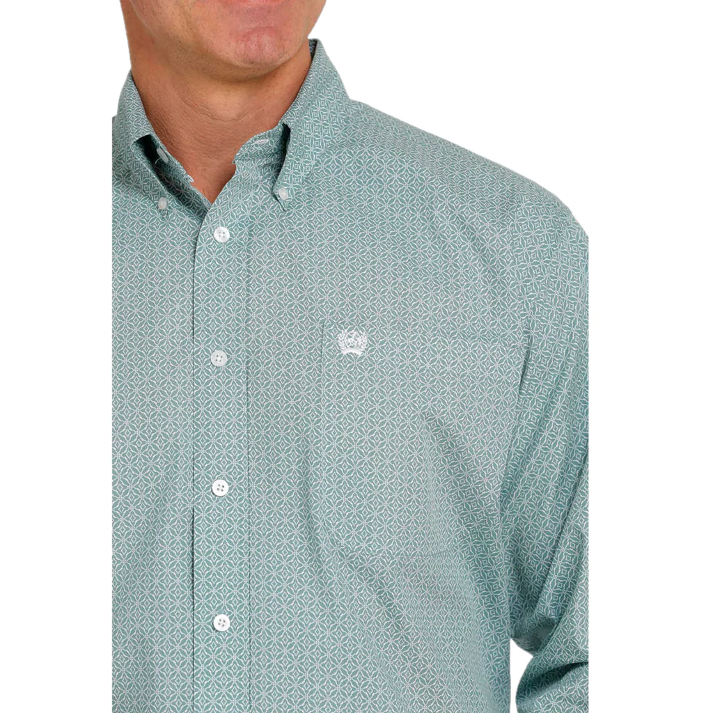 Men's Cinch Light Blue Patterned Button Down Shirt #MTW1105469-C