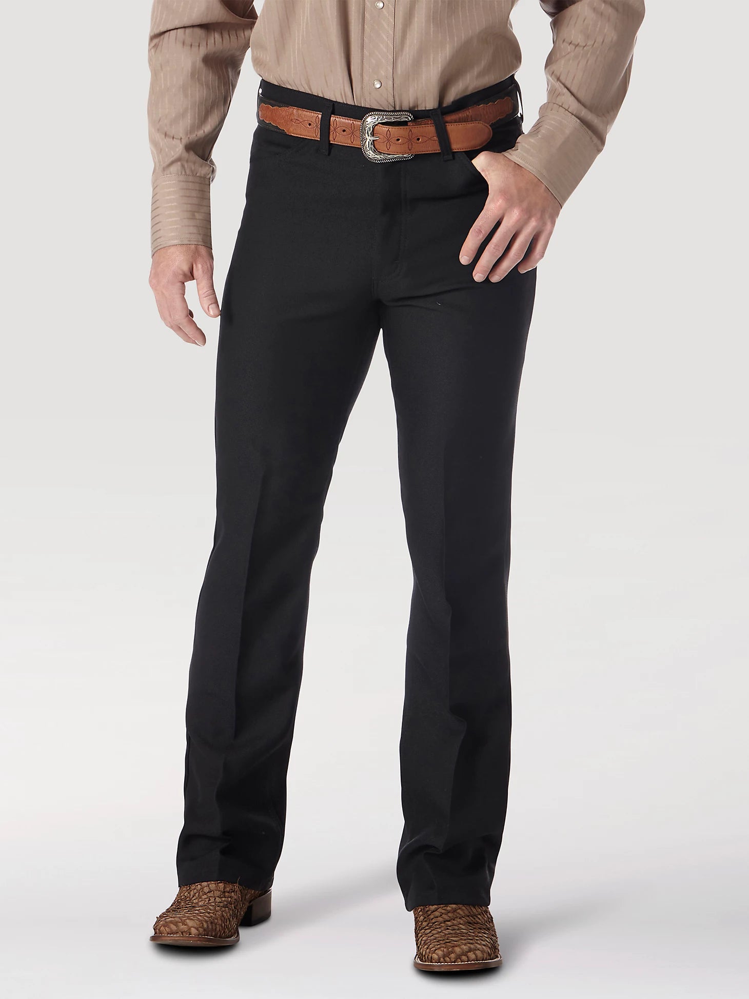 wrangler polyester dress pants Wrangler Men's Wrancher Dress Jean, Black