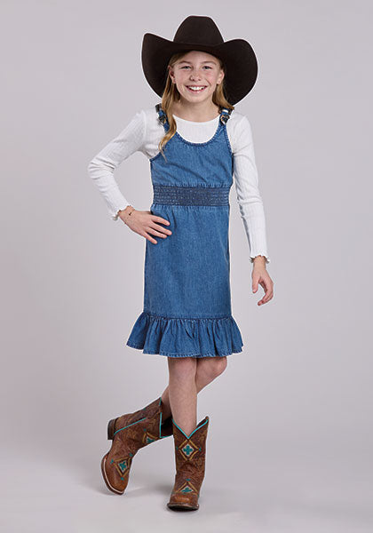 denim tank dress Girls Sleeveless Pullover Dk Blue Western Dress M Johanna Dress Pattern | Charming from every angle 16HUS Color:Honeydew Jules Floral