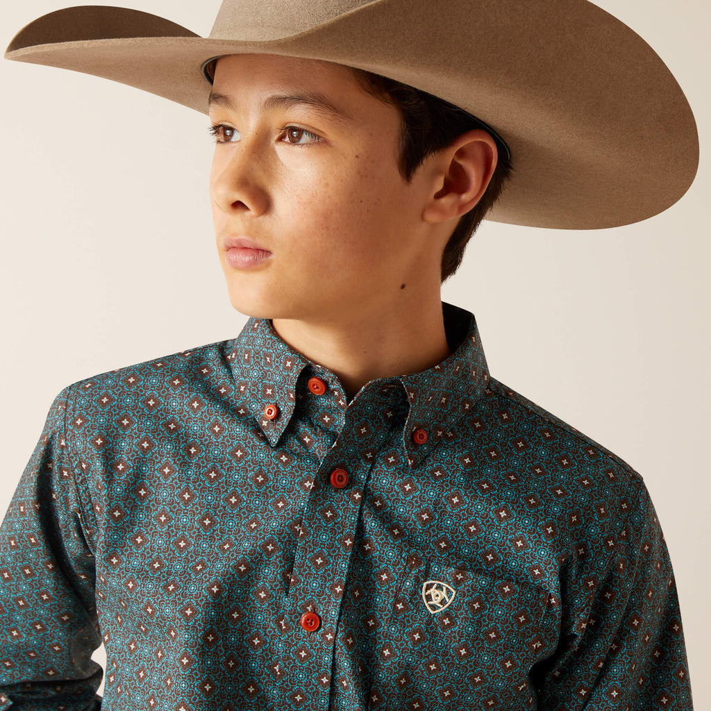 Boy's Ariat Broderick Classic Fit Button Down Shirt #10046432