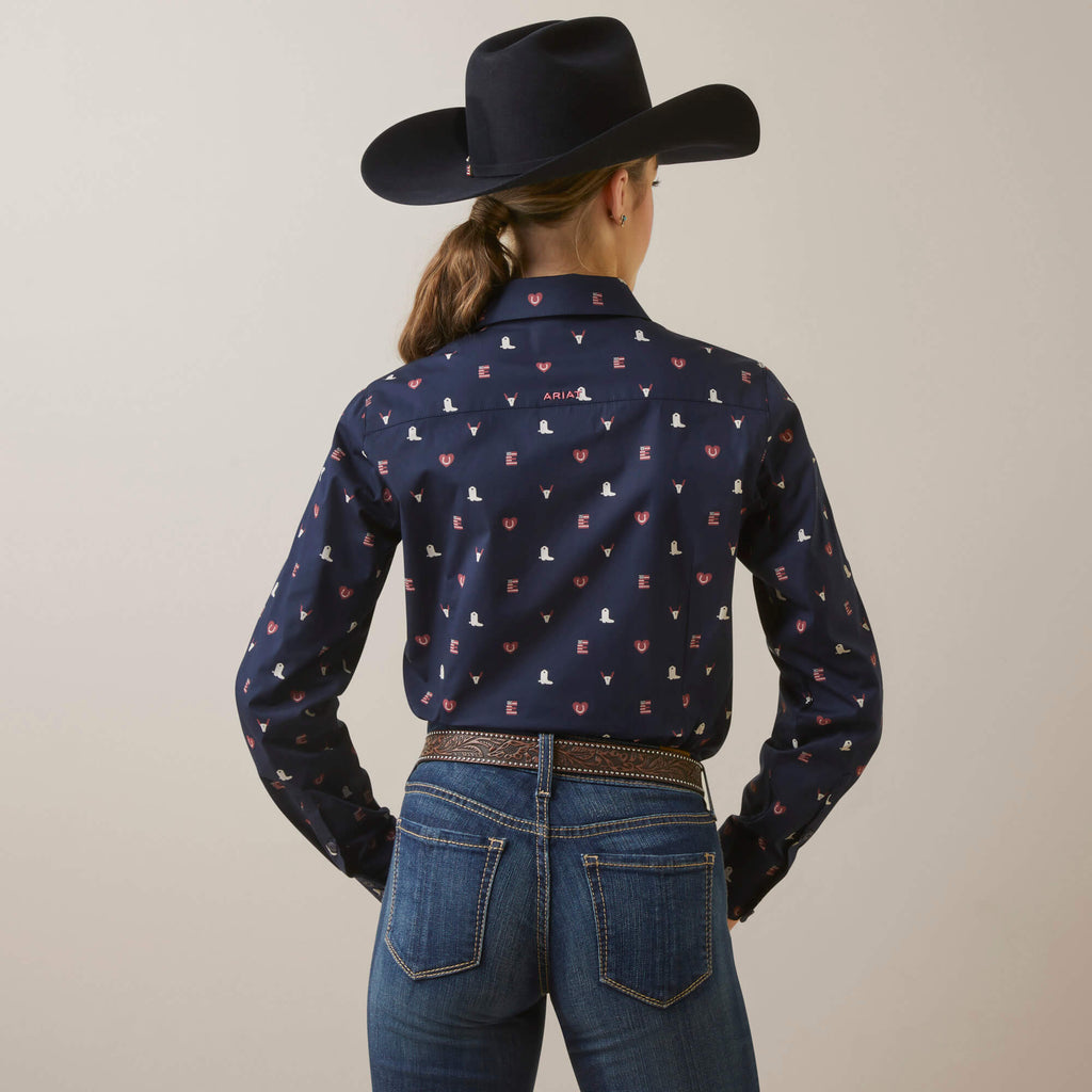 Women's Ariat Wrinkle Resist Team Kirby Stretch Button Down Shirt #10046563-C