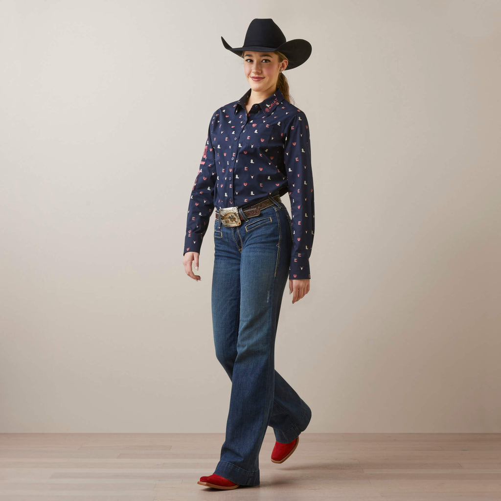 Women's Ariat Wrinkle Resist Team Kirby Stretch Button Down Shirt #10046563-C