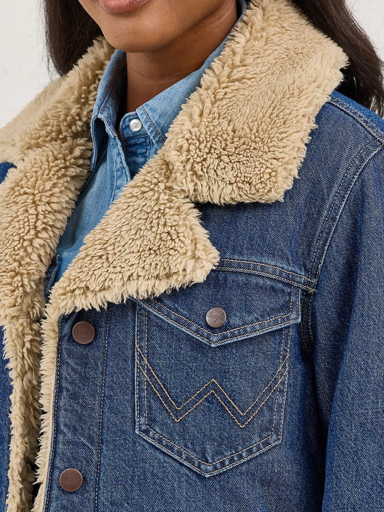 Clothing Wrangler Womens Sherpa Lined Denim Jacket Women's