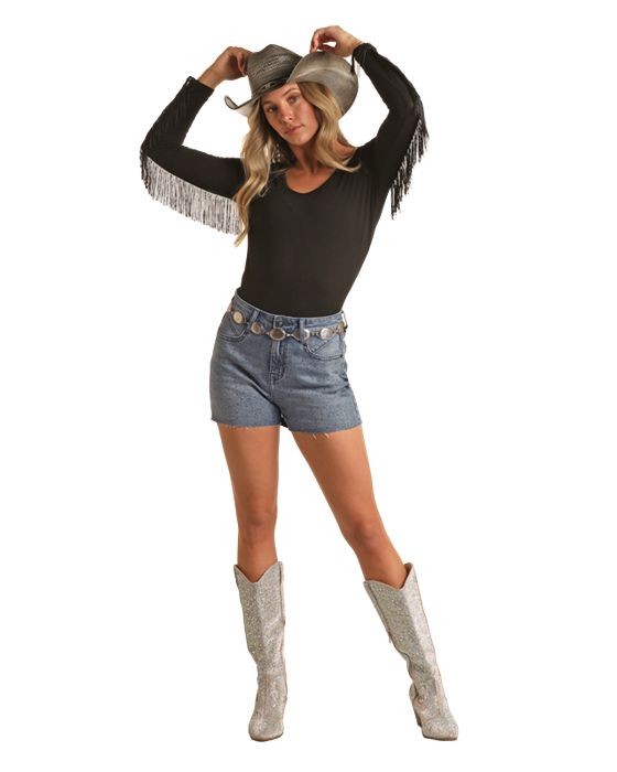 Women's Rock & Roll Cowgirl Denim Shorts #BW68D03552