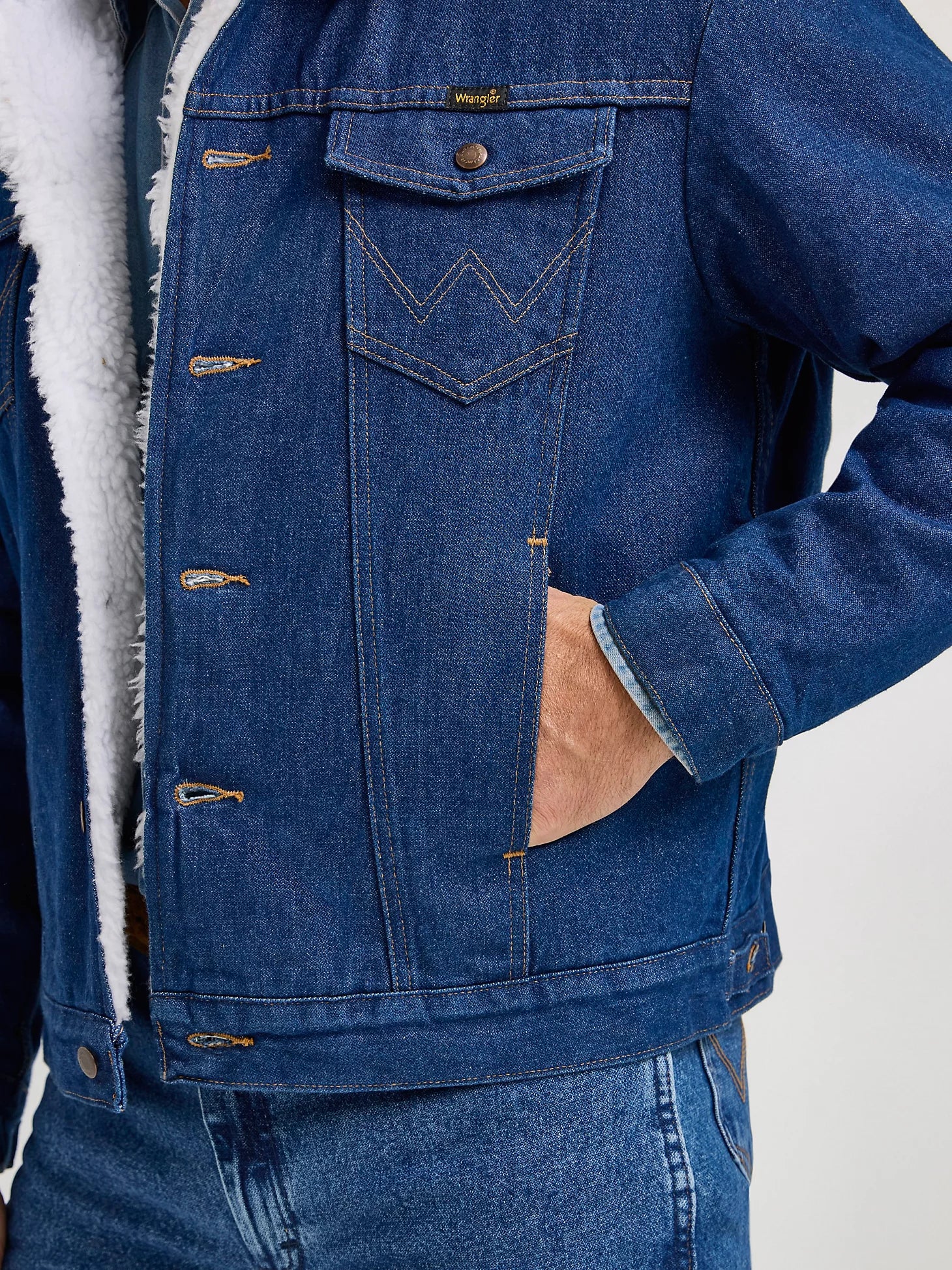 Men's Wrangler Sherpa Lined Denim Jacket #74255PW | High Country
