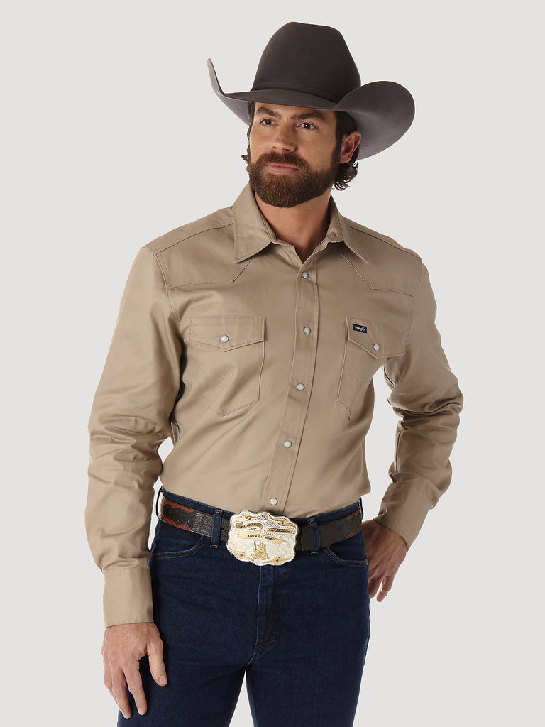 Men's Wrangler Cowboy Cut Firm Finish Snap Front Work Shirt #MS70319