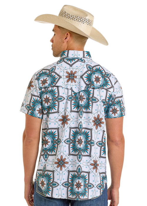 Men's Rock & Roll Cowboy TekWestern Snap Front Shirt #BMN3S06430