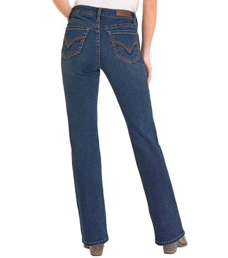Women's Rock & Roll Cowgirl High Rise Signature Embroidered Bootcut Jean #BW4HD06799