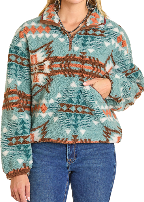 Women's Rock & Roll Cowgirl Sherpa 1/4 Zip Pullover #BW91C07014