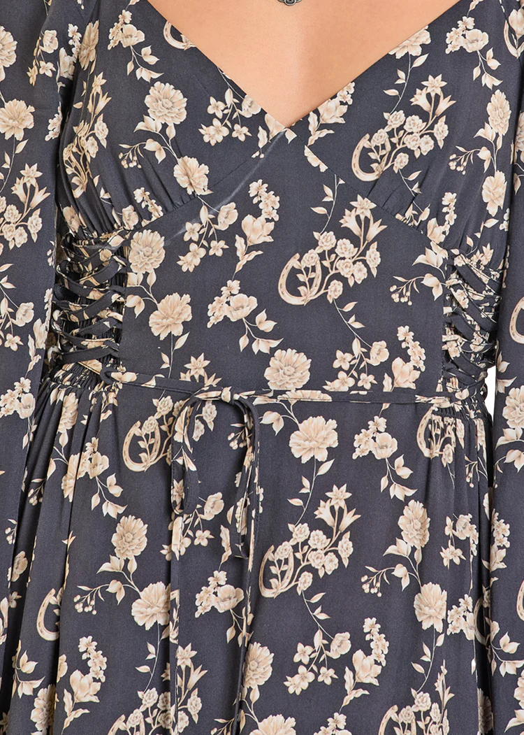 Women's Rock & Roll Cowgirl Challis Lace-Up Maxi Dress #BWD2R07823