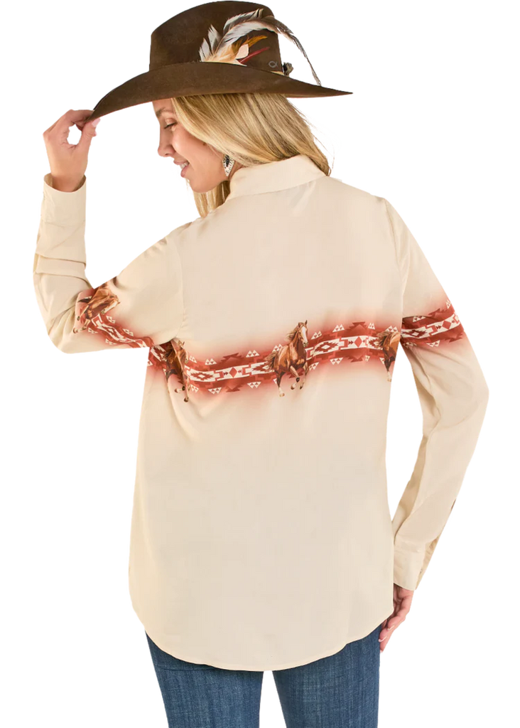 Women's Rock & Roll Cowgirl Oversized Snap Front Shirt #BWN2S07775