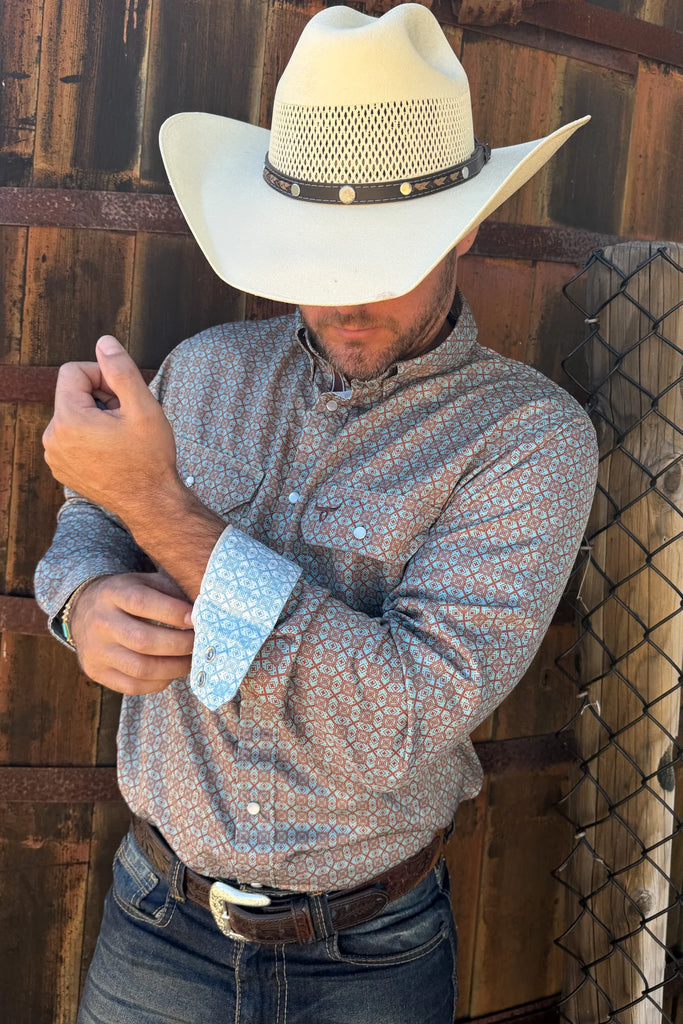 Men's Drover Cowboy Threads Performance Vent Sonora Snap Front Shirt #D175X