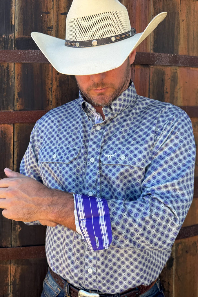 Men's Drover Cowboy Threads Performance Vent Six-Shooter Button Down Shirt #D157X
