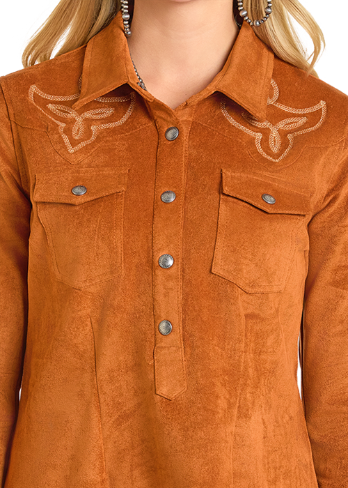 Women's Panhandle Henley Shirt Dress #LWD2R07126