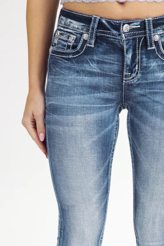 Women's Miss Me Torn Saddle Stitch Skinny Jean #M5012S61