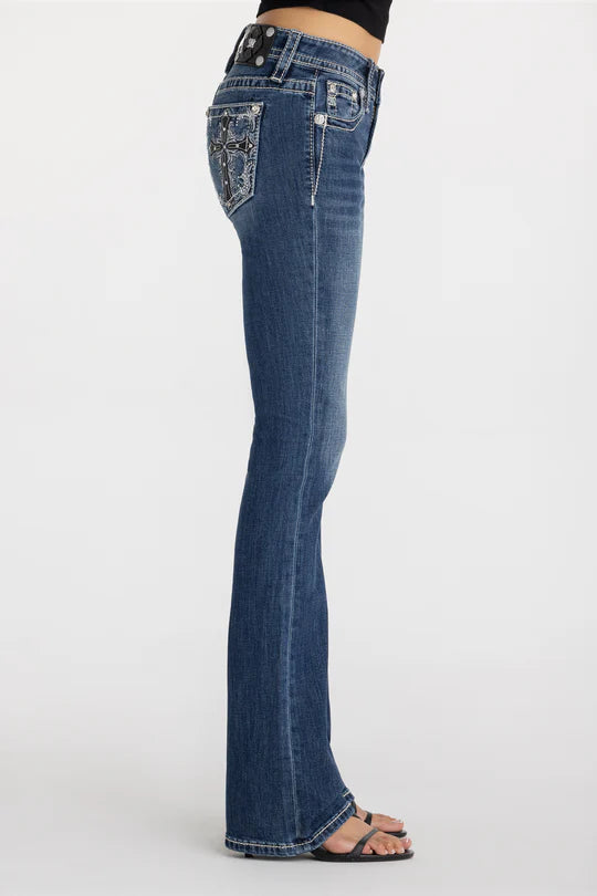 Women's Miss Me Midnight Cross Bootcut Jean #M9518BL