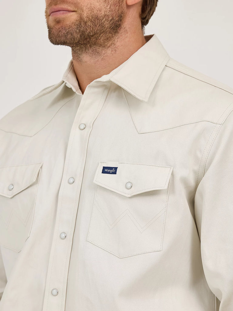 Men's Wrangler Cowboy Cut Firm Finish Twill Snap Front Work Shirt #MS71319
