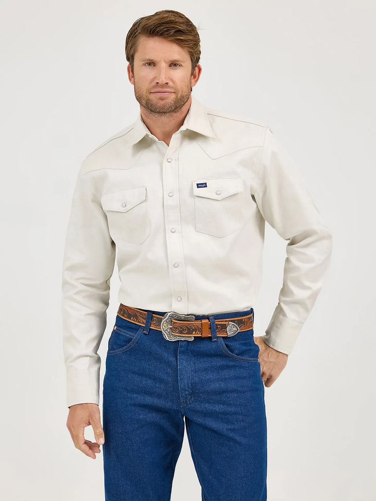 Men's Wrangler Cowboy Cut Firm Finish Twill Snap Front Work Shirt #MS71319