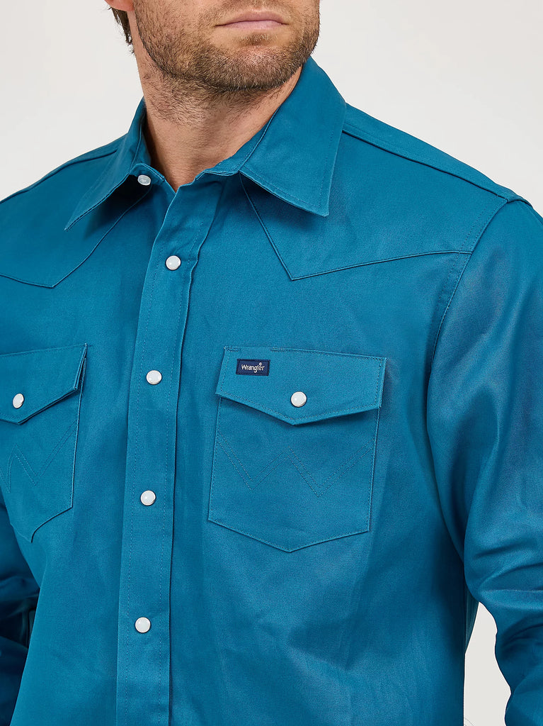 Men's Wrangler Cowboy Cut Firm Finish Twill Snap Front Work Shirt #MS71419