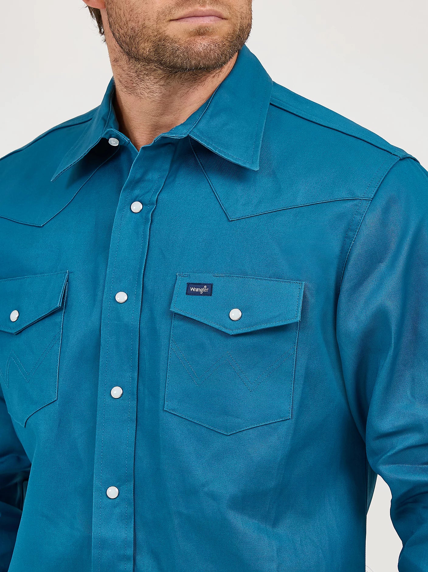 Men's Wrangler Cowboy Cut Firm Finish Twill Snap Front Work Shirt
