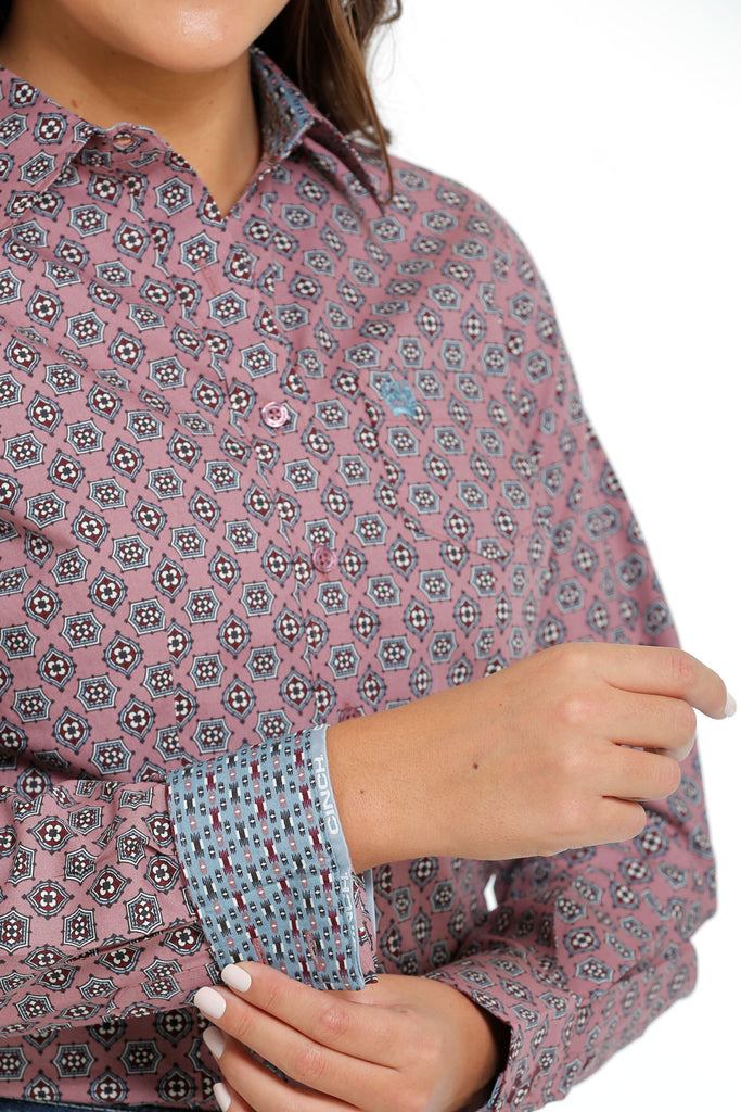 Women's Cinch Button Down Shirt #MSW9164206-C